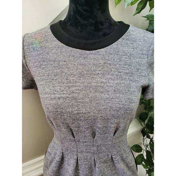 Madewell Women's Solid Gray Cotton Short Sleeve Round Neck Knee Length Dress 4 - Picture 5 of 11